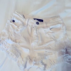 KanCan White Distressed Shorts